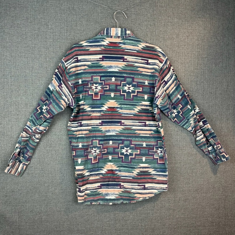 Saguaro Small Aztec Western Flannel Shirt Long Sleeve Button Up Menswear - Picture 5 of 6